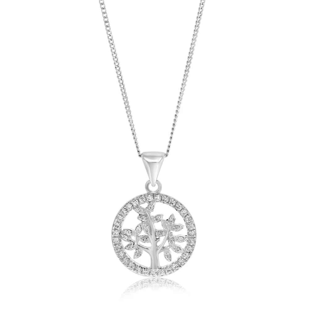 Sterling Silver Zirconia Tree Of Life Pendant