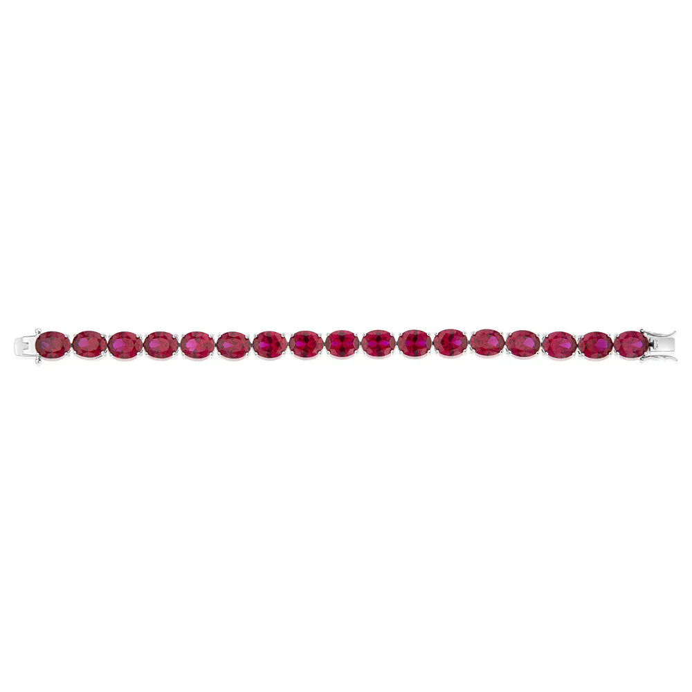 Sterlings Silver Created Ruby 18.4cm Tennis Bracelet - Image 2