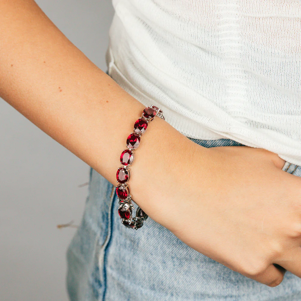 Sterlings Silver Created Ruby 18.4cm Tennis Bracelet - Image 3