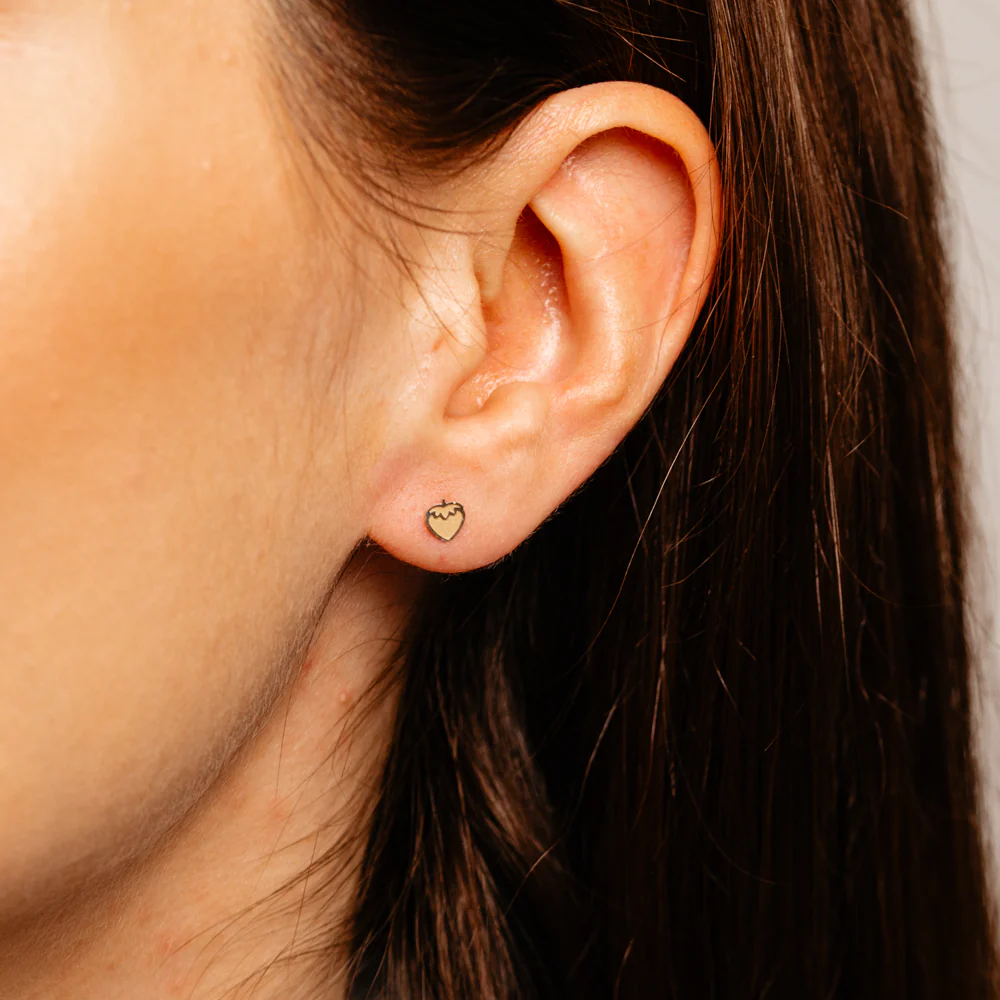 Strawberry Stud Earrings in 9ct Yellow Gold - Image 2