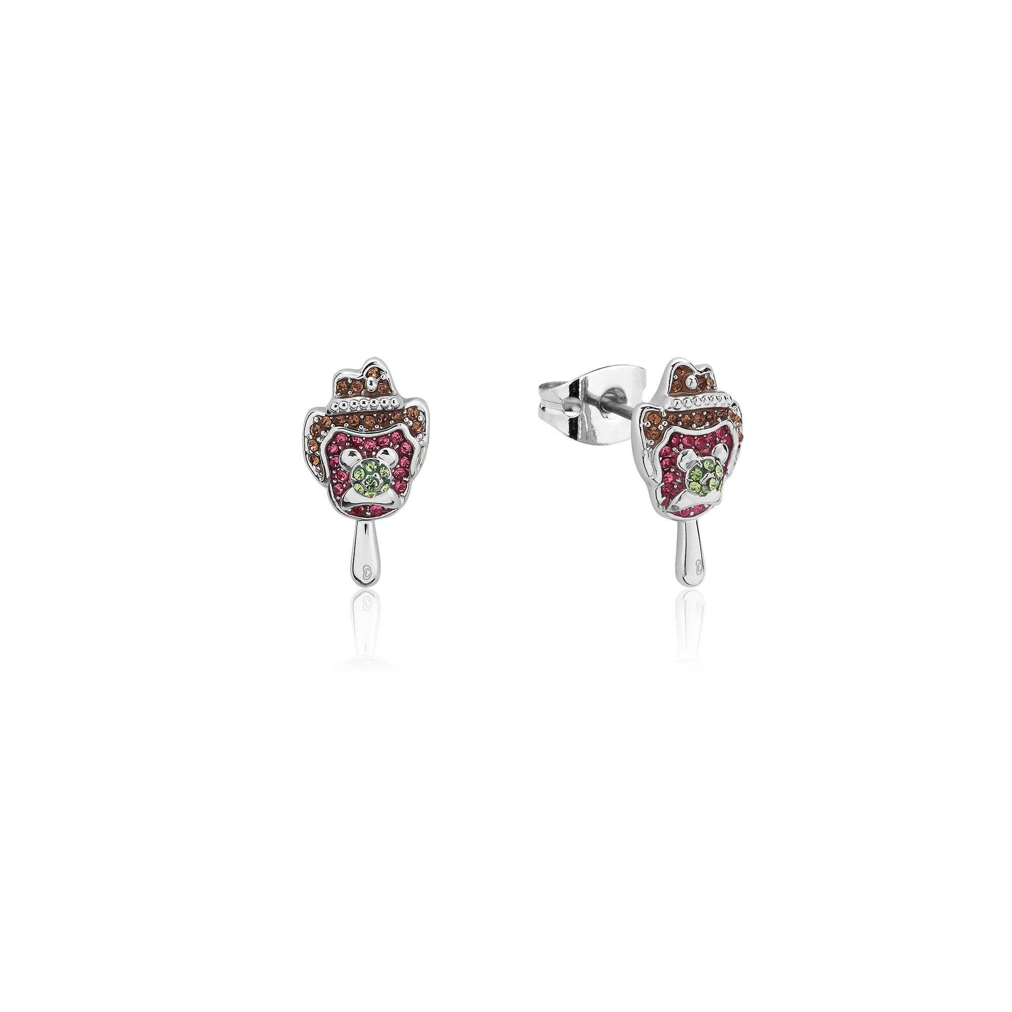 StreetsBubble O'Bill White Gold Plated Stainless Steel Crystal Stud Earrings
