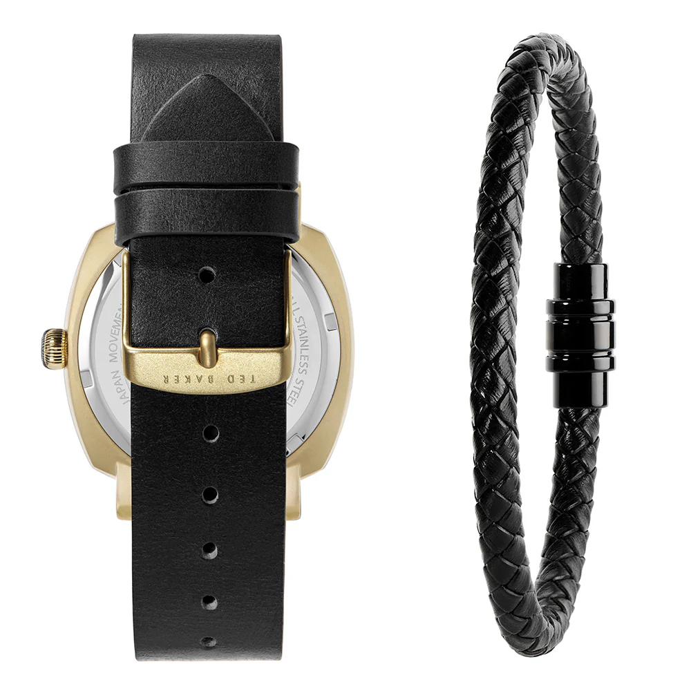 Ted Baker BKGFW2222 Boxset Black Leather Watch and Bracelet - Image 2