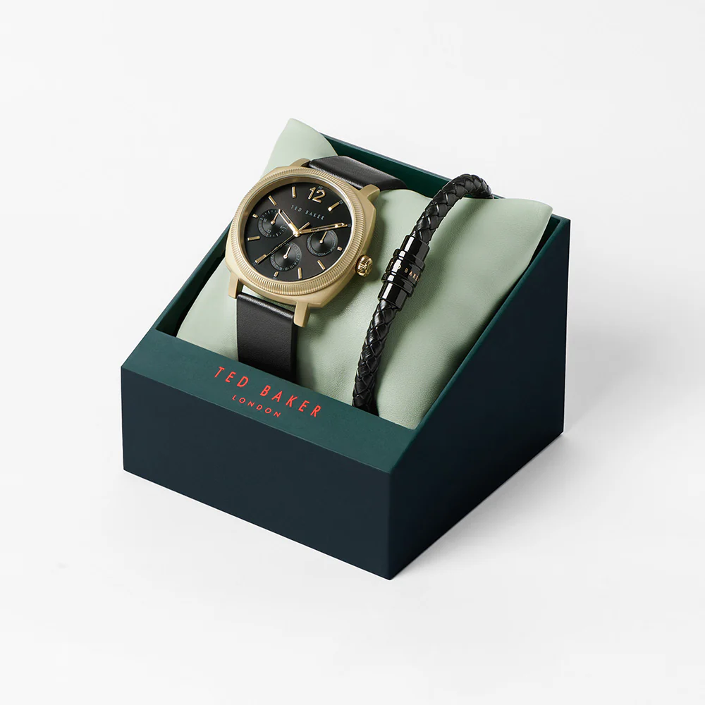 Ted Baker BKGFW2222 Boxset Black Leather Watch and Bracelet - Image 4