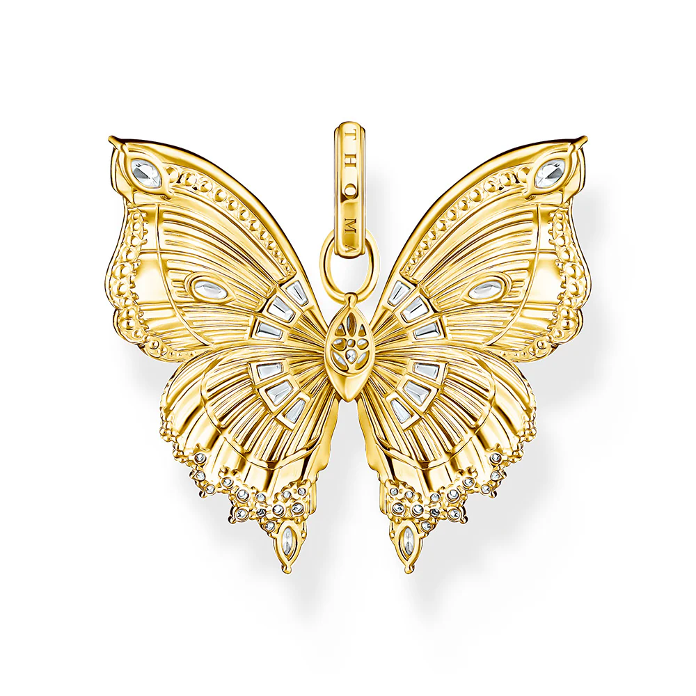 Thomas Sabo Bloom Yellow Gold-Plated Paradise Butterfly CZ Pendant - Image 2