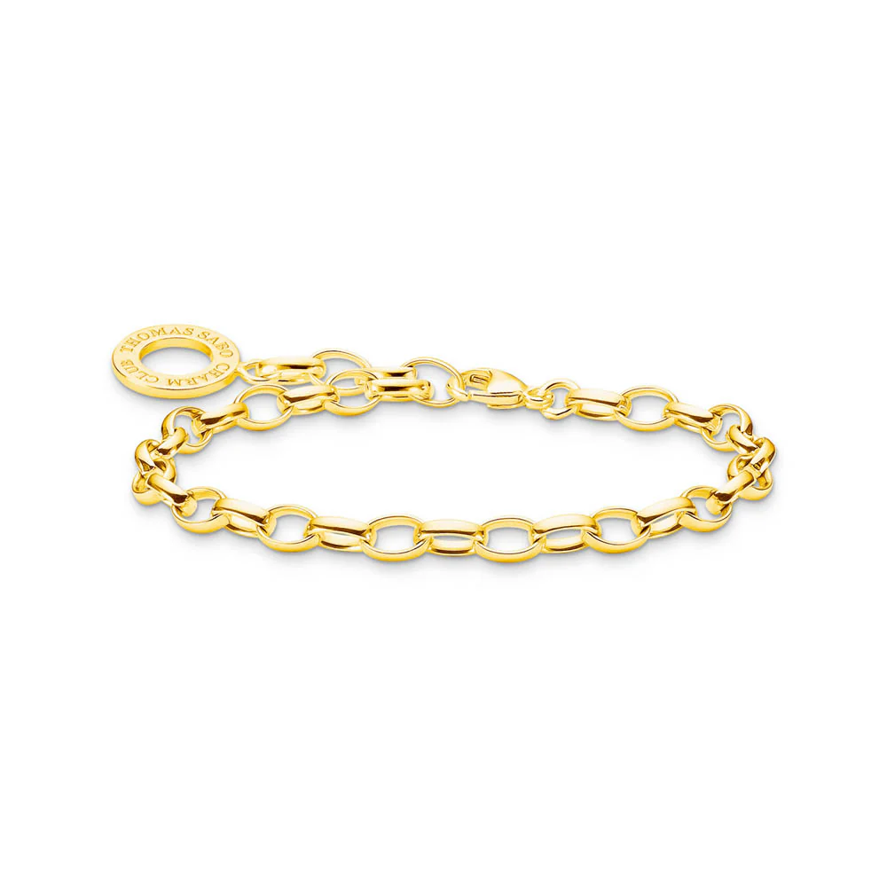 Thomas Sabo Charm Club Sterling Silver Gold Plated Belcher 19.5cm Bracelet