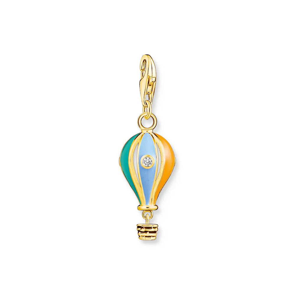 Thomas Sabo Charm Club Sterling Silver Gold Plated Coloured Hot Air Balloon Charm