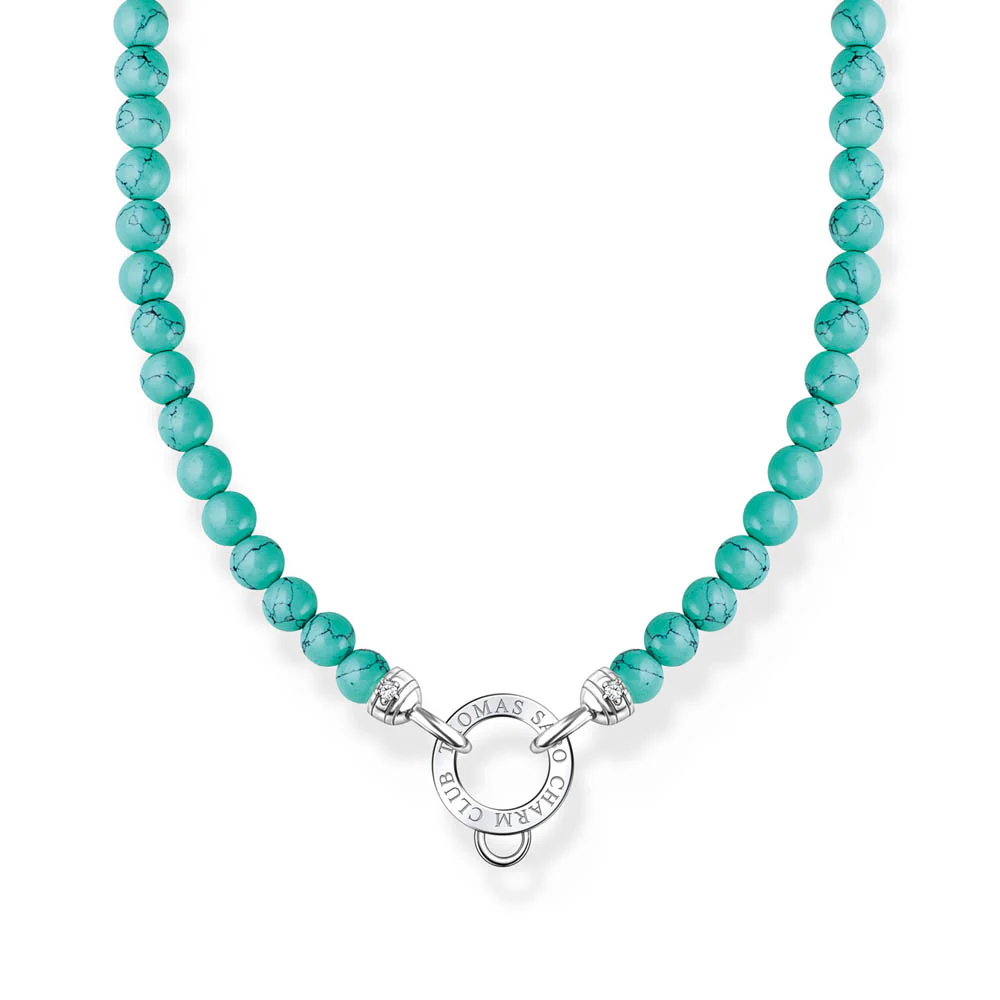 Thomas Sabo Charm Club Sterling Silver Turquoise Beads Charm 40-45cm Chain