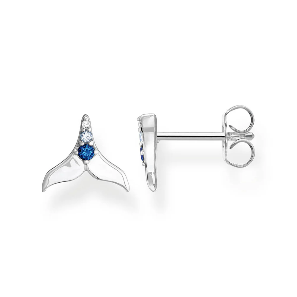 Thomas Sabo Dolphin Tail CZ Sterling Silver Earrings