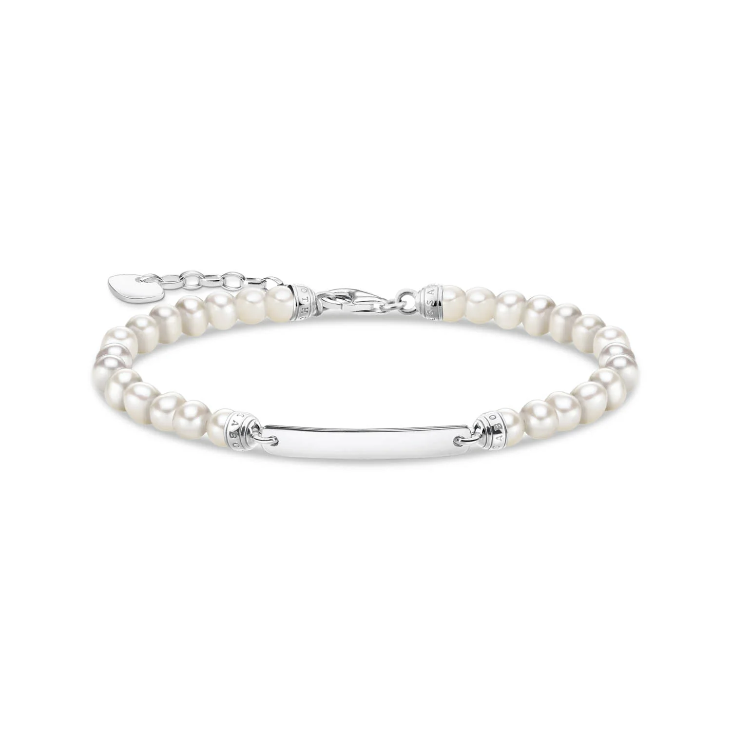 Thomas Sabo Engrav Sterling Silver Fresh Water Pearl 16-19cm Bracelet