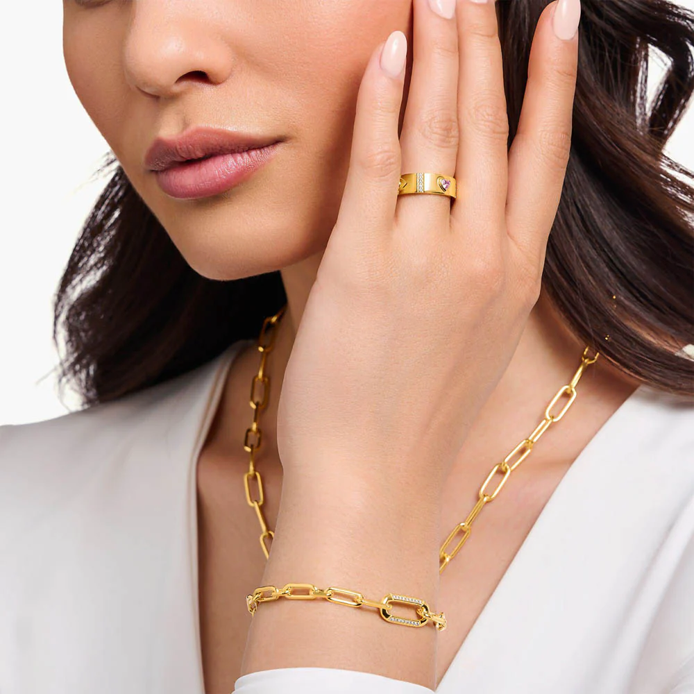 Thomas Sabo Gold Plated Sterling Silver Cosmic Amulet Symbol CZ Band - Image 3