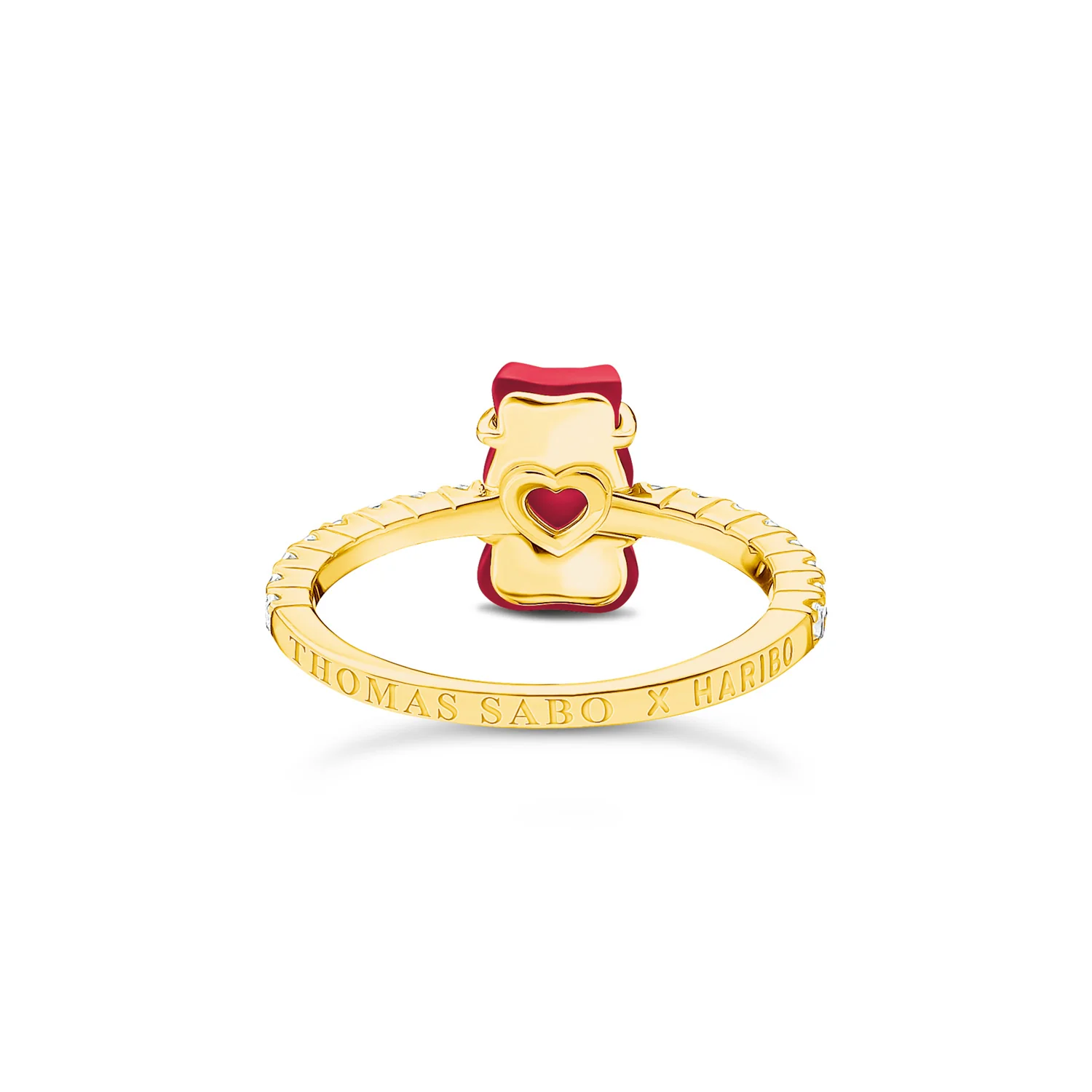 Thomas Sabo Gold Plated Sterling Silver Haribo Cubic Zirconia Strawberry Red Bear Ring - Image 2