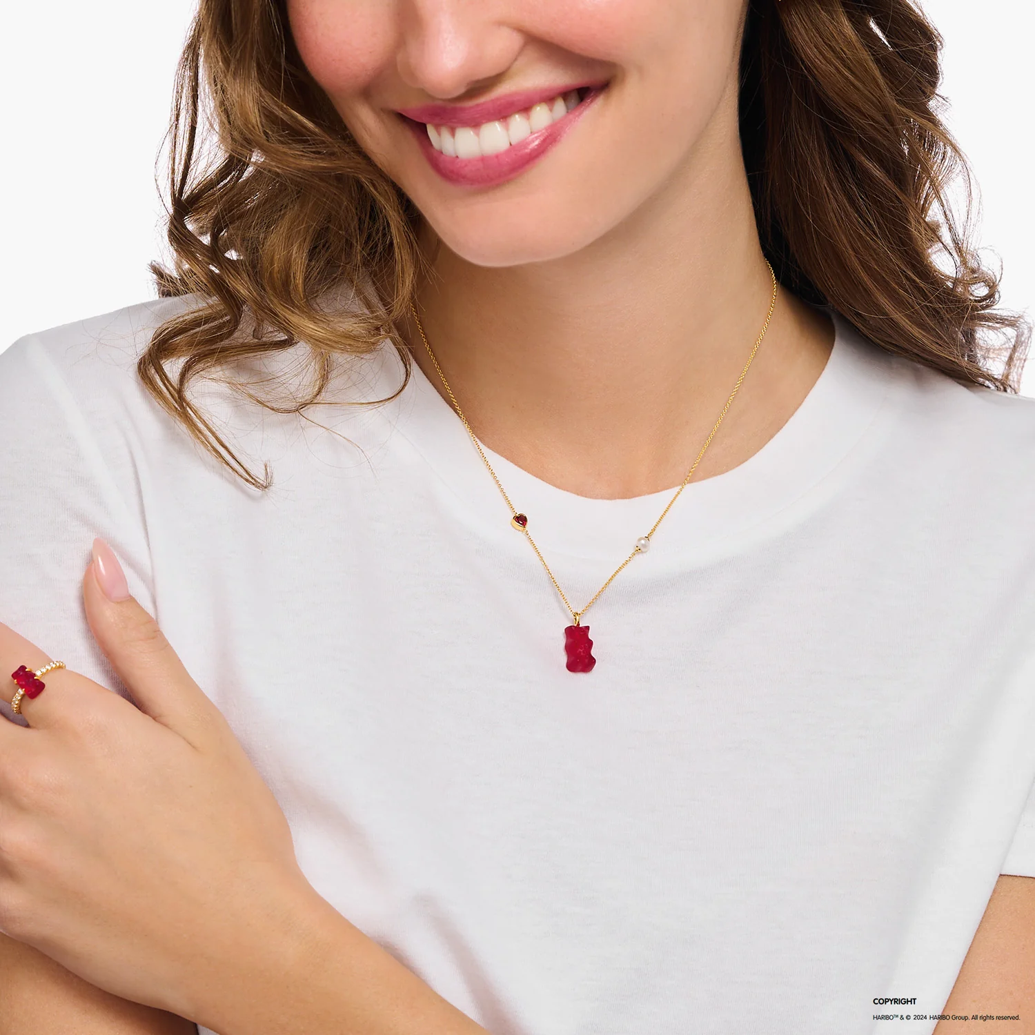 Thomas Sabo Gold Plated Sterling Silver Haribo Red Bear Pendant On 40-45cm Chain - Image 2