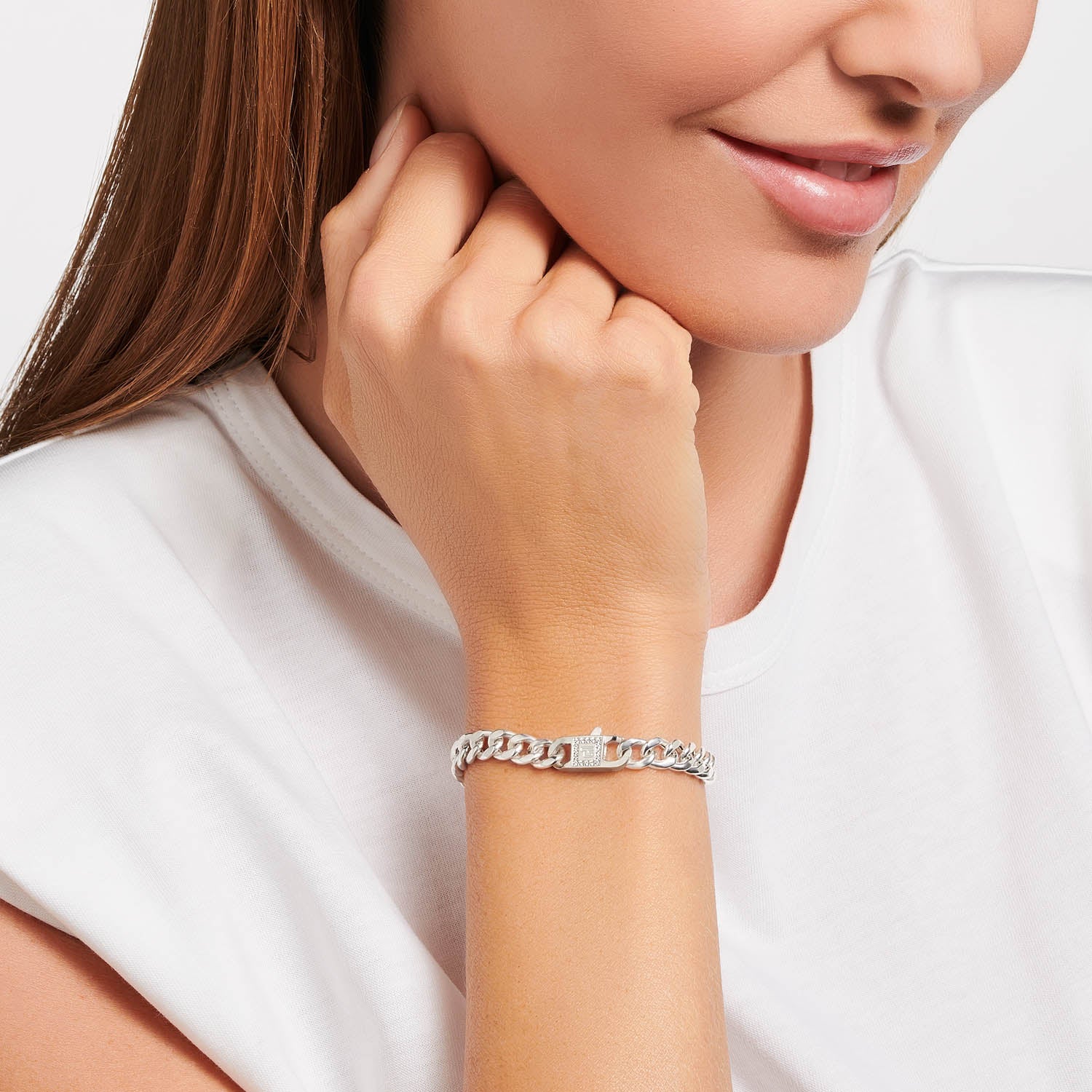 Thomas Sabo Heritage Sterling Silver CZ Curb 16cm Chain - Image 2