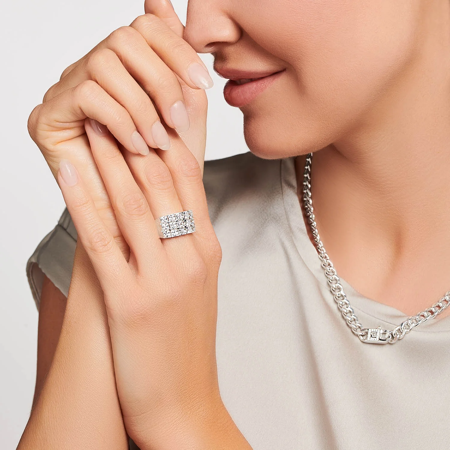 Thomas Sabo Heritage Sterling Silver Wide CZ Ring - Image 2