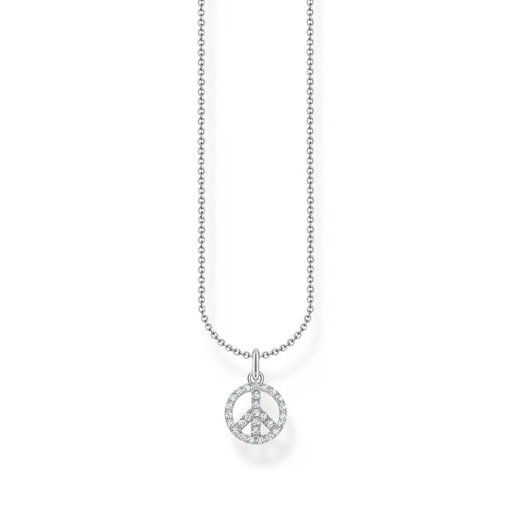 Thomas Sabo Sterling Silver Charm Club Rainbow Peace Pendant on Chain