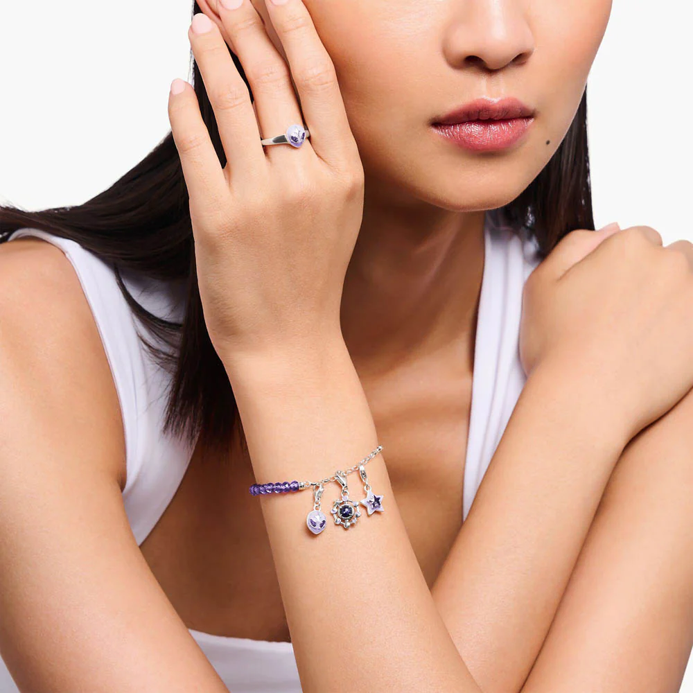 Thomas Sabo Sterling Silver Charmista Glow Purple Alien CZ Charm - Image 2