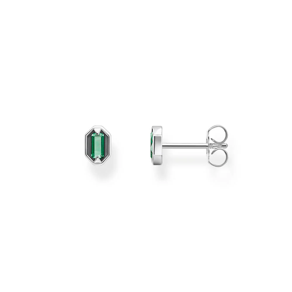 Thomas Sabo Sterling Silver Crocodile Rock Green Stud Earrings