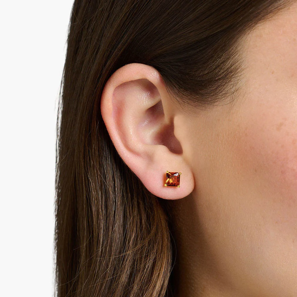 Thomas Sabo Sterling Silver Gold Plated Magic Stones Cognac Studs Earrings - Image 2