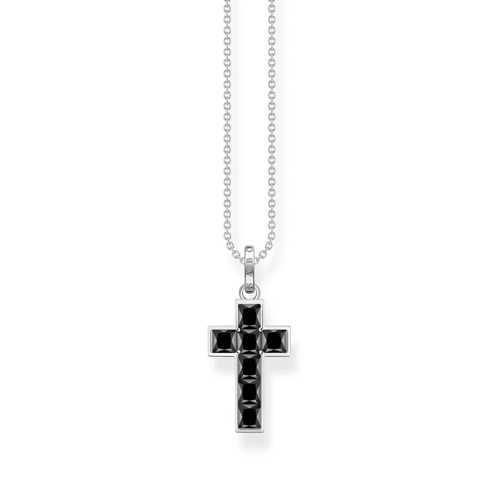 Thomas Sabo Sterling Silver Heritage Black Cross 40-45cm Chain