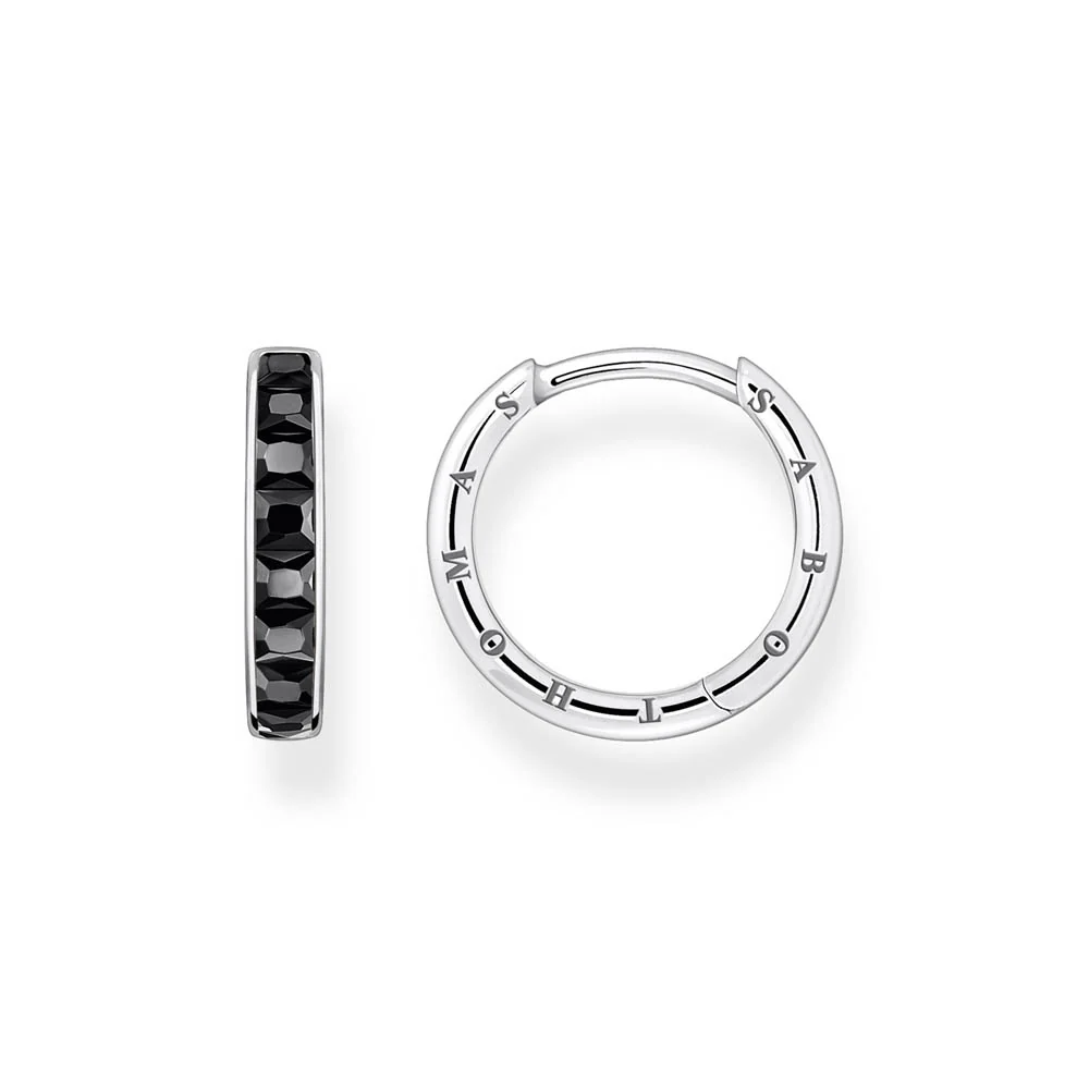 Thomas Sabo Sterling Silver Heritage Black Cubic Zirconia Hoop Earrings