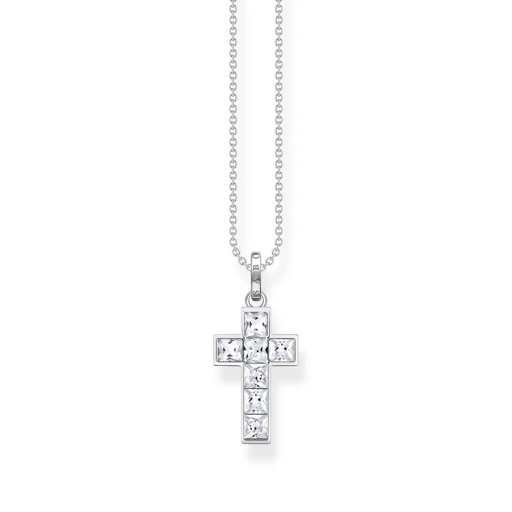 Thomas Sabo Sterling Silver Heritage Cross Cubic Zirconia 45cm Chain