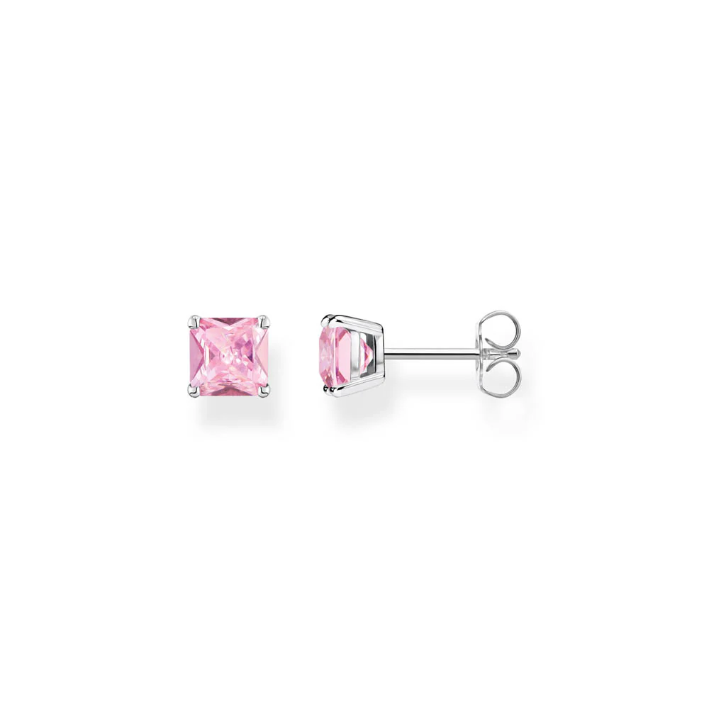 Thomas Sabo Sterling Silver Heritage Pink Stone Stud Earrings