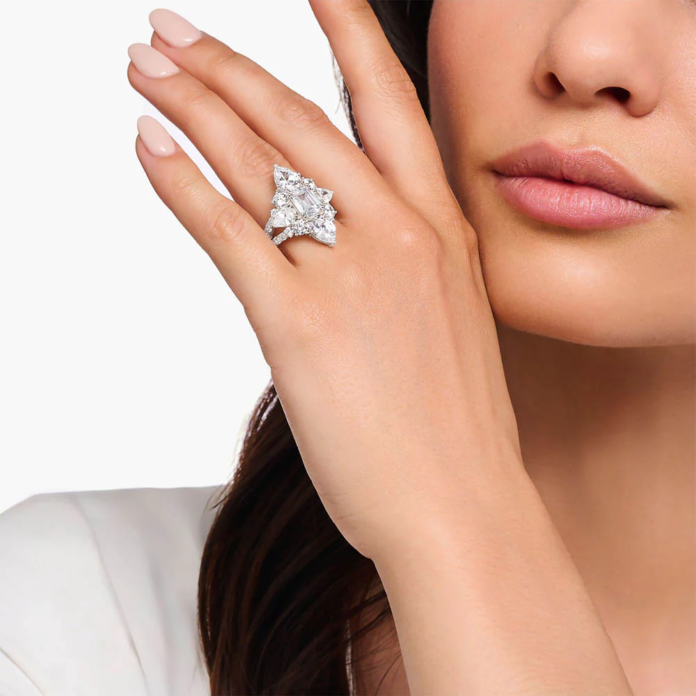 Thomas Sabo Sterling Silver Heritage White CZ Cocktail Ring - Image 2