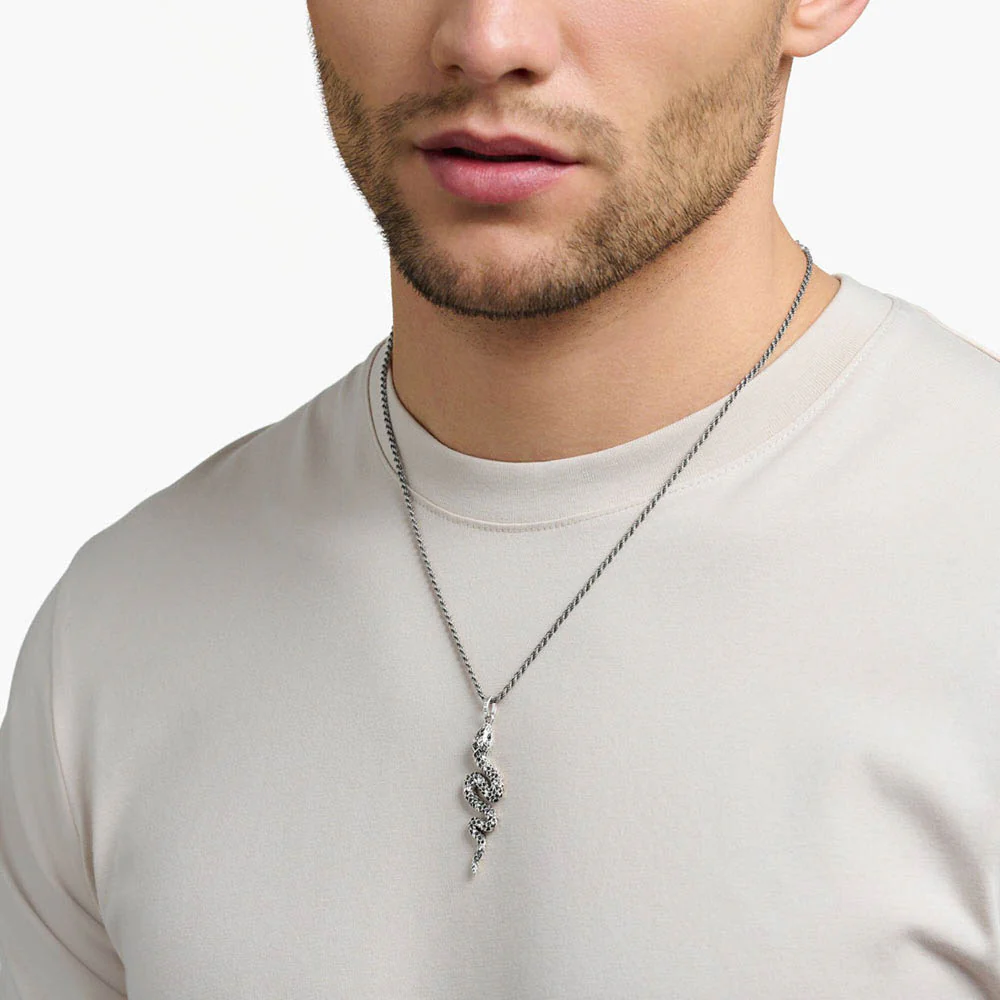 Thomas Sabo Sterling Silver Rebel Snake Black CZ Pendant - Image 3