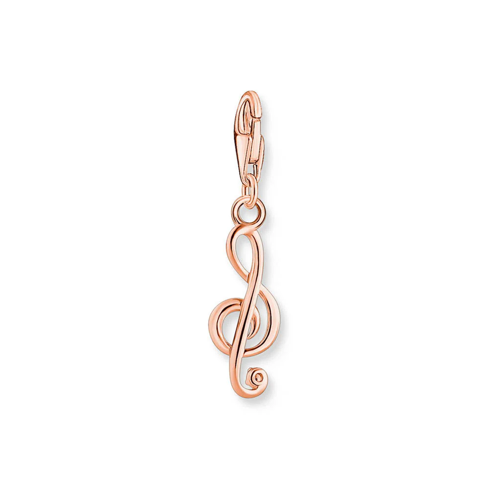 Thomas Sabo Sterling Silver Rose Gold Plated Charm Club Treble Clef Charm - Image 2