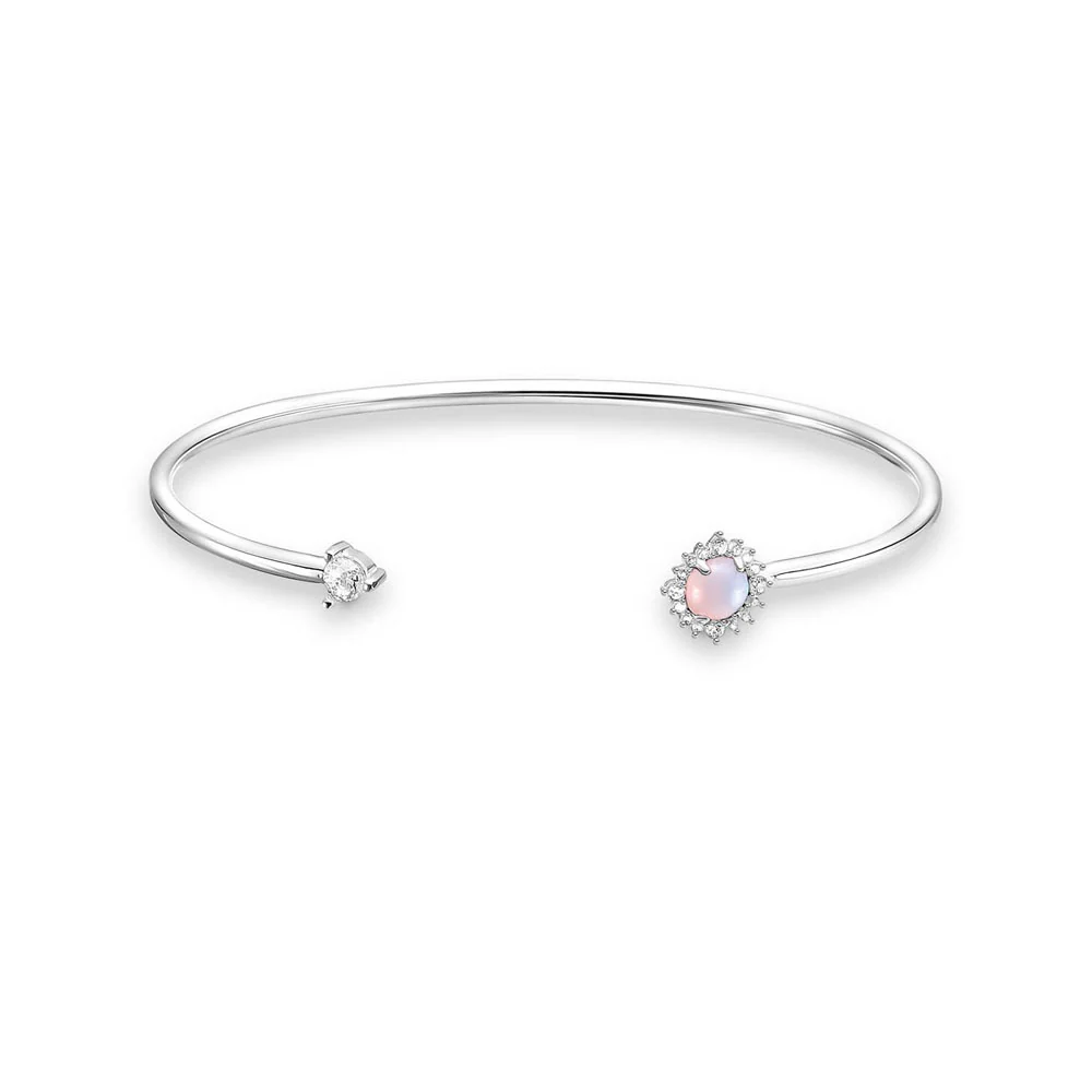 Thomas Sabo Sterling Silver Twist Rose Colour Opal Cuff 15.5cm Bracelet