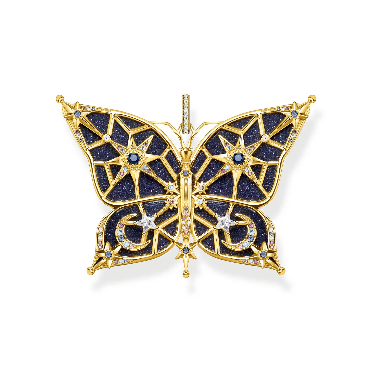 Thomas Sabo Sterling Silver Yellow Gold Plated Magic Stars Blue Butterly Pendant