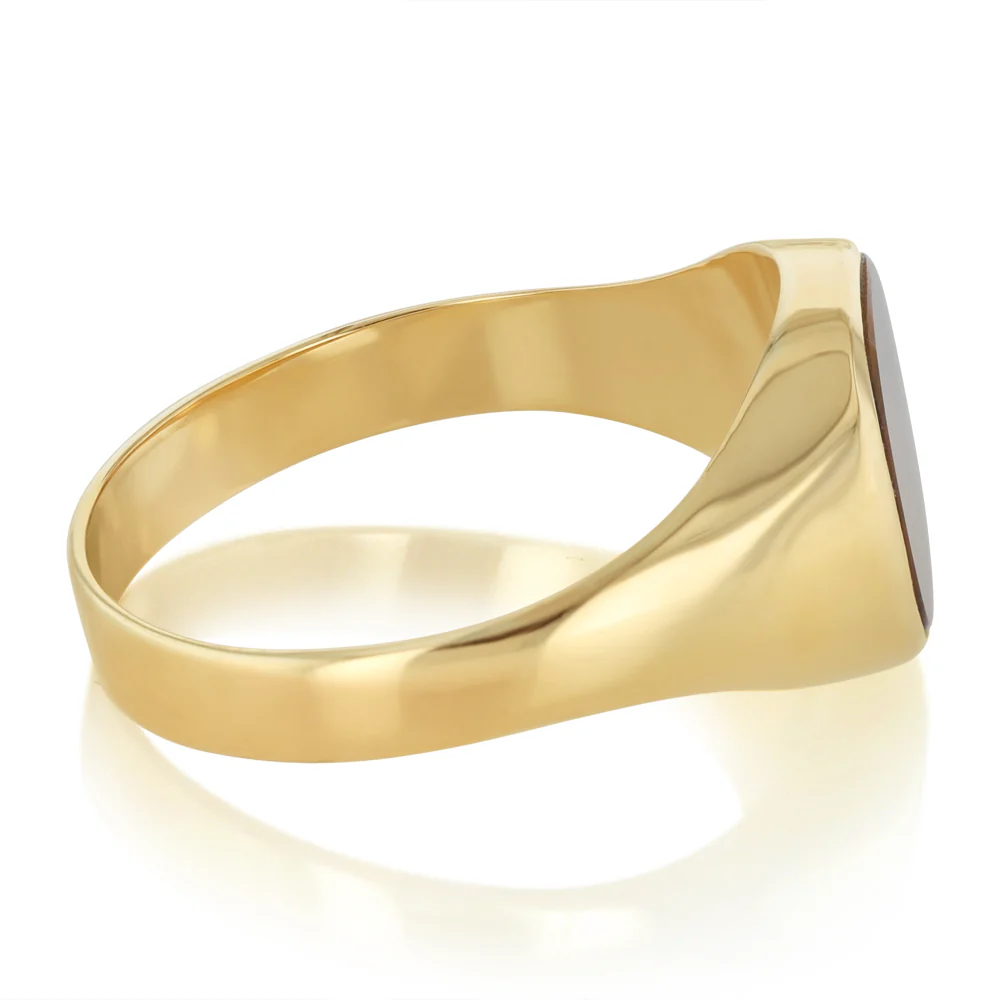 Tiger Eyes Gents Ring in 9ct Yellow Gold - Image 2