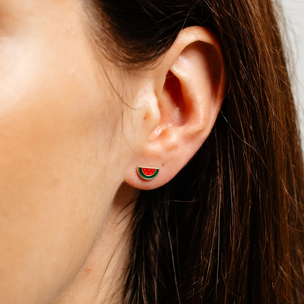 Watermelon Stud Earrings in 9ct Yellow Gold - Image 2