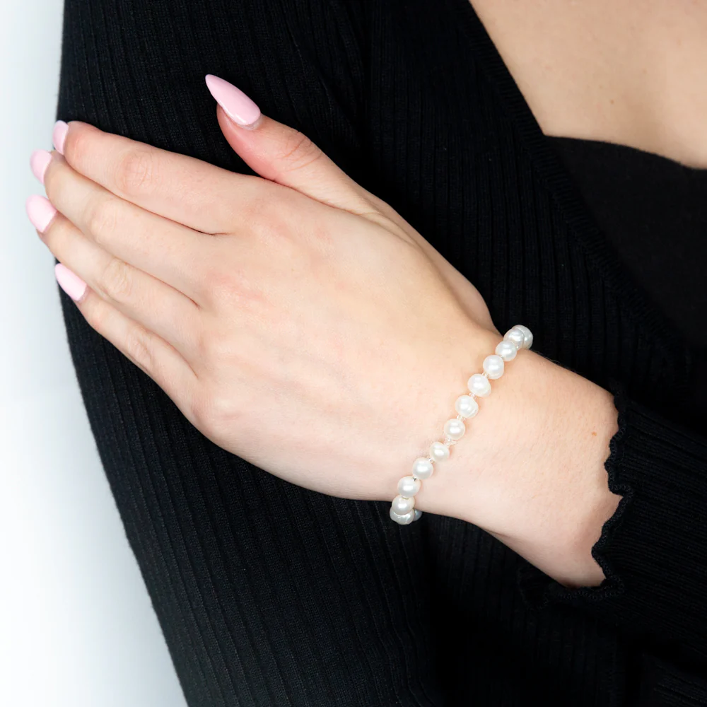 White 6-7mm Freshwater Pearl Bracelet - Image 3