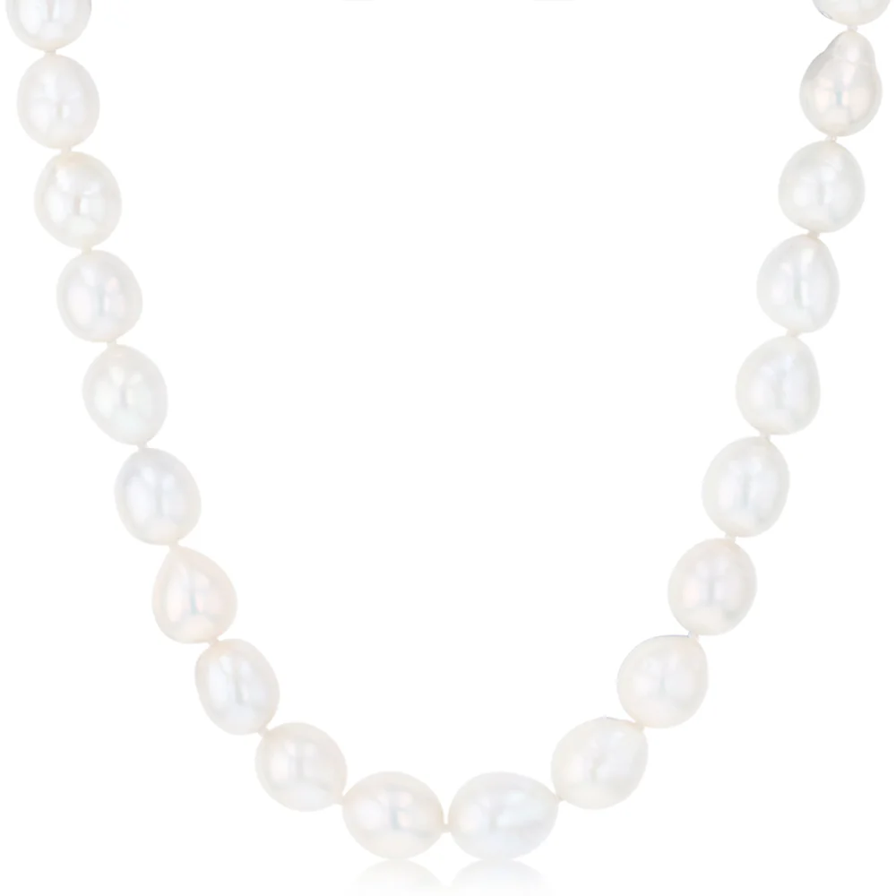 White Baroque Freshwater Pearl 45cm Necklace in Sterling Silver