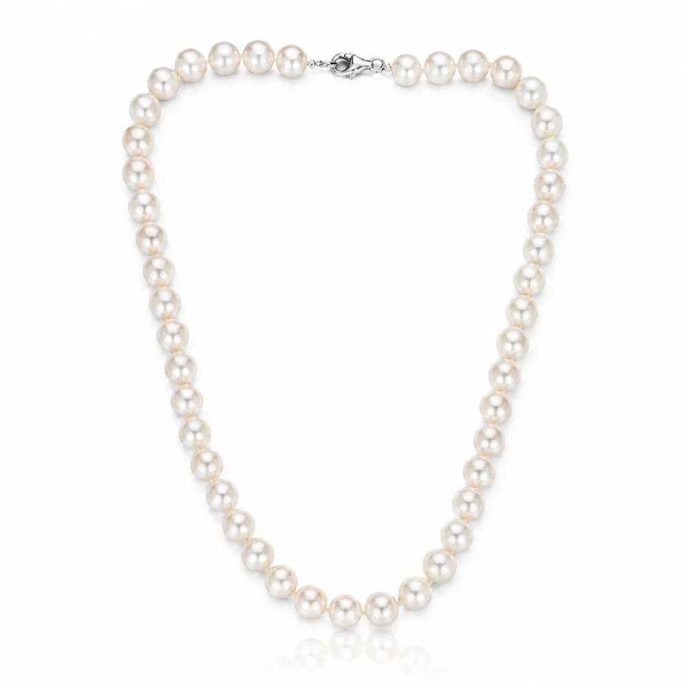 White Freshwater Pearl Bracelet, Necklace & Earring Set with Sterling Silver Clasp - Image 2