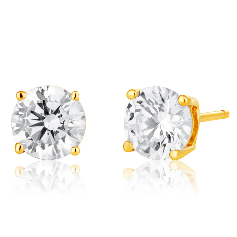 Zirconia Brilliant Cut 5mm Stud Earrings in 9ct Yellow Gold