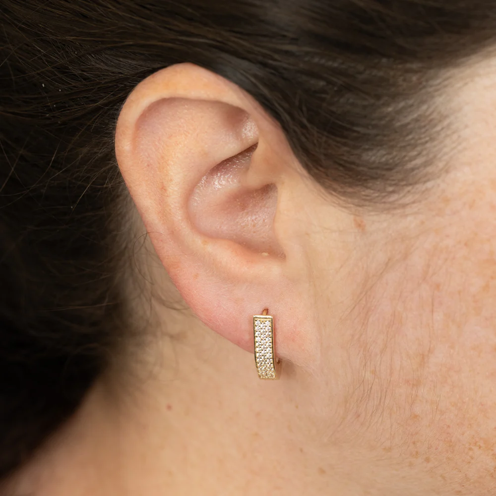 Zirconia Hoop Earrings in 9ct Yellow Gold - Image 2