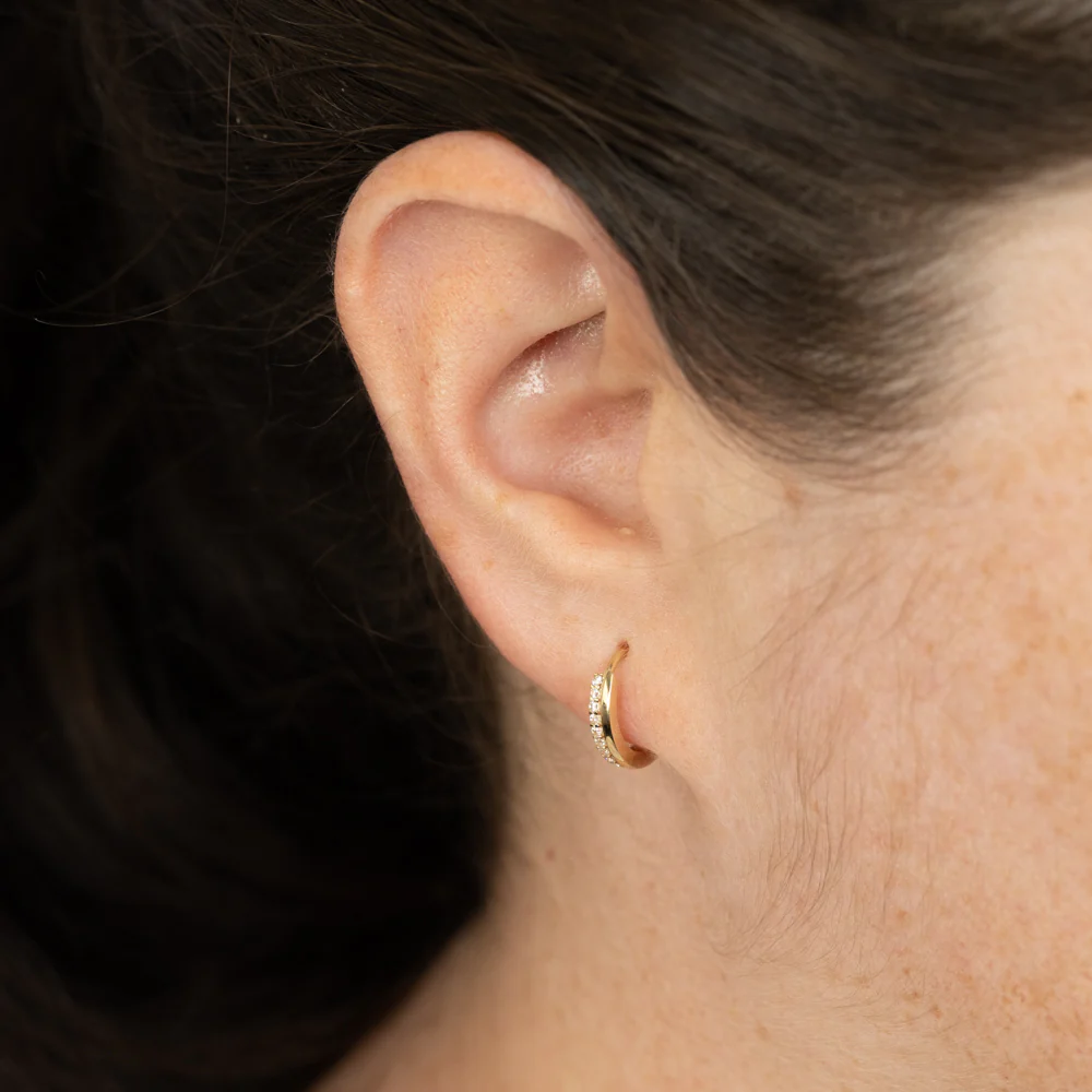 Zirconia Hoop Earrings in 9ct Yellow Gold - Image 2